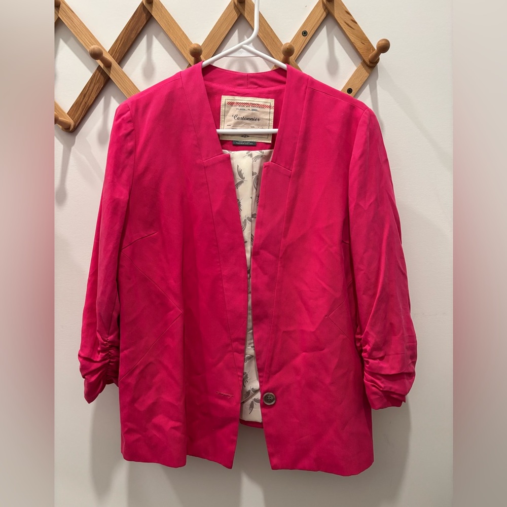 Cartonnier by Anthropologie hot pink blazer size 12 petite